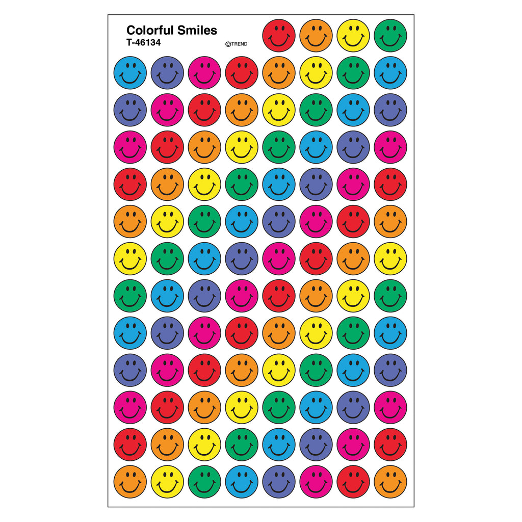 Superspots Stickers Colorful 800-pk Smiles Acid-free