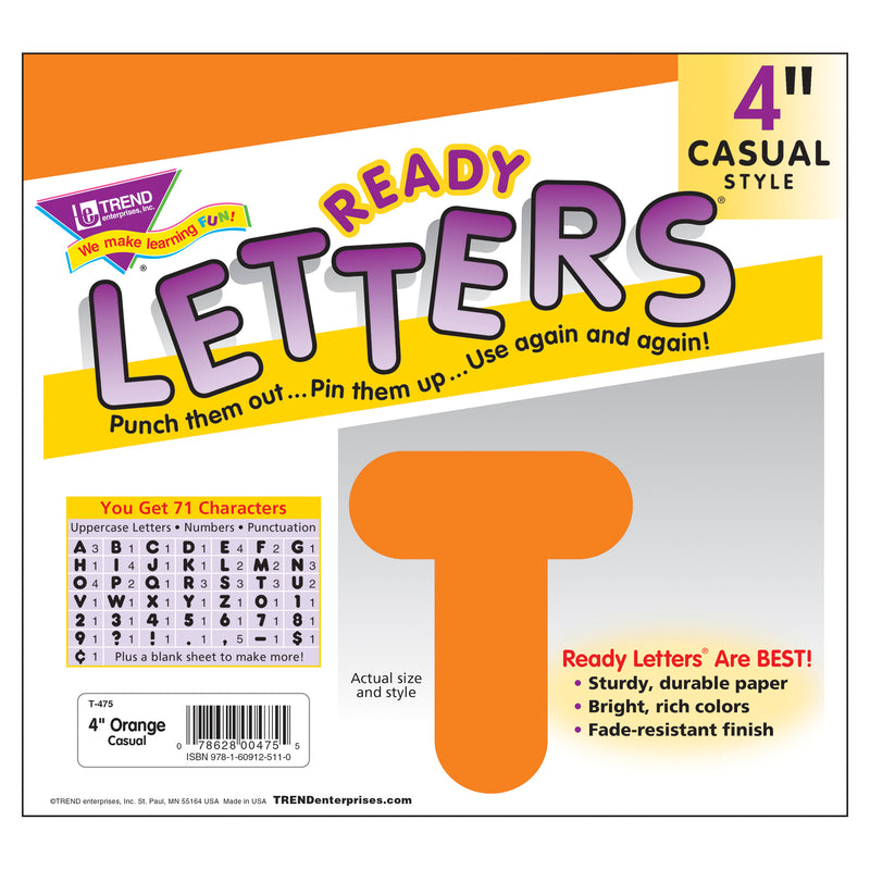 Ready Letters 4 Inch Casual Orange