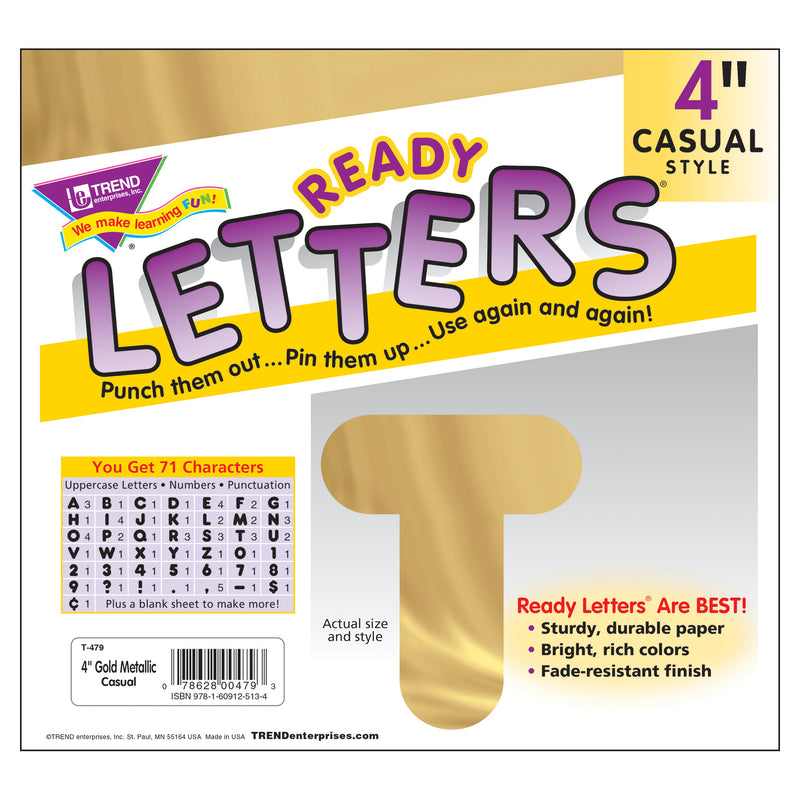 Ready Letters 4 Casual Metallic Gold