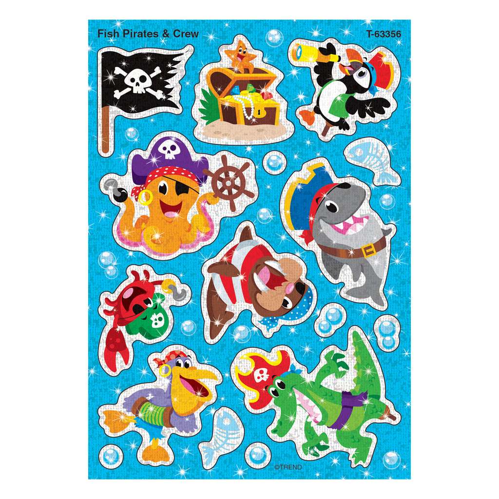 Fish Pirates & Crew Sparkle Stickrs 32 Ct