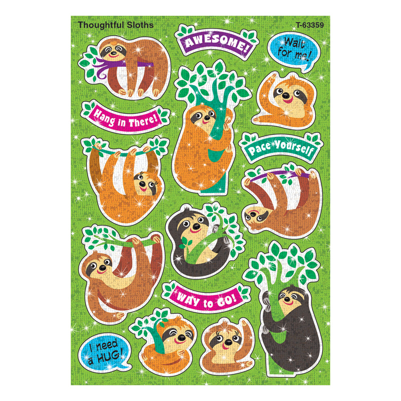 Thoughtful Sloths Sparkle Stickers 32 Ct