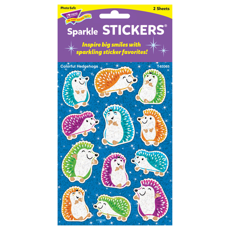 Colorful Hedgehogs Sparkle Stickers