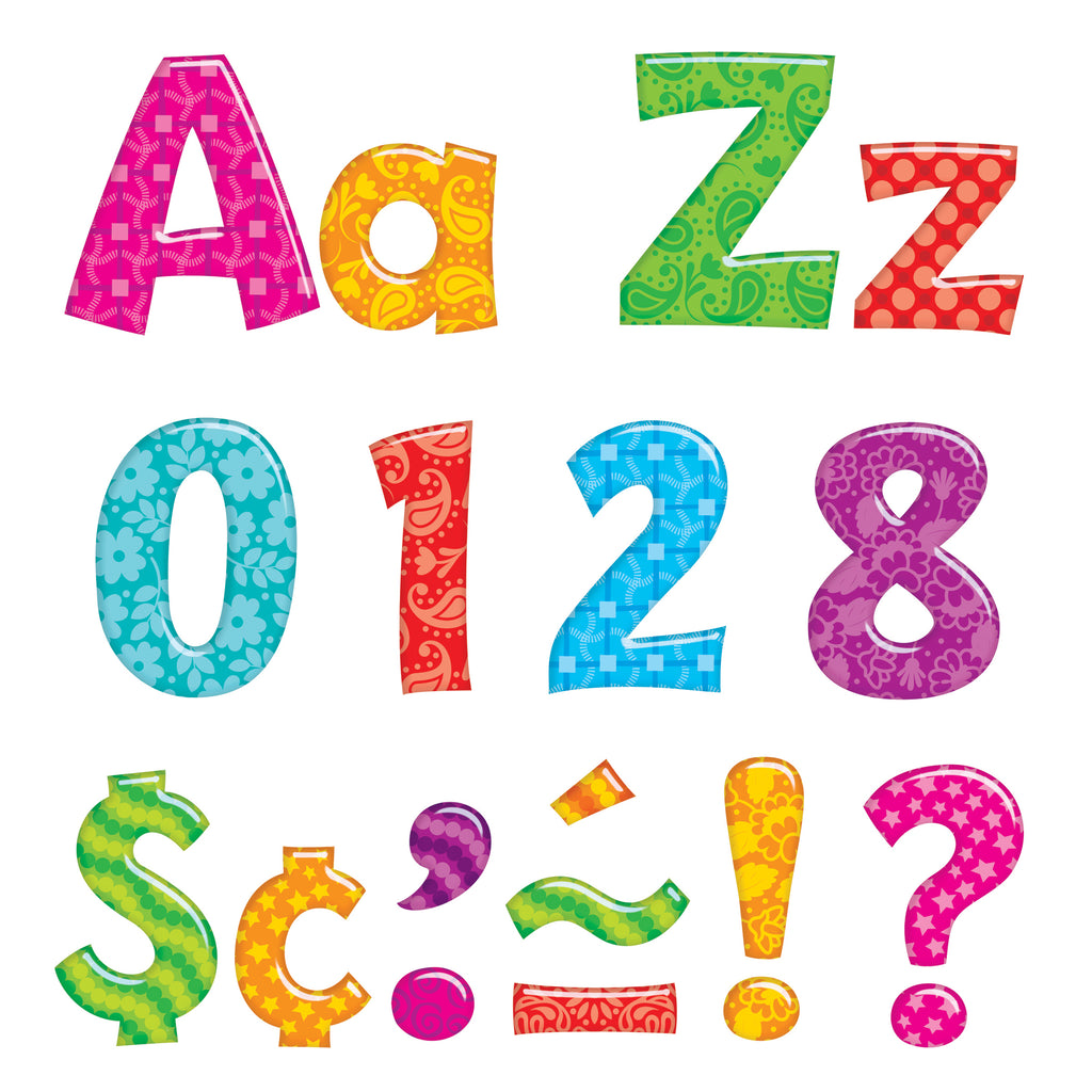 Colorful Patterns 4in Playful Combo Ready Letters