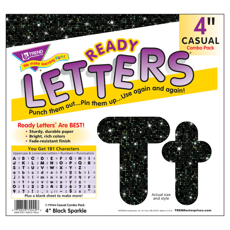 Black Sparkle 4in Combo Pack Uppercase Lowercase