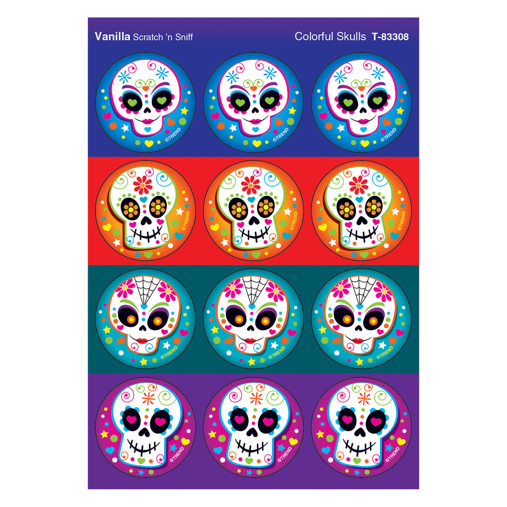Colorful Skulls-vanilla Stinky Stickers