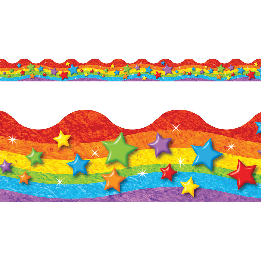 Rainbow & Stars Trimmers Scalloped Edge 12-pk 2.25 X 39 Total