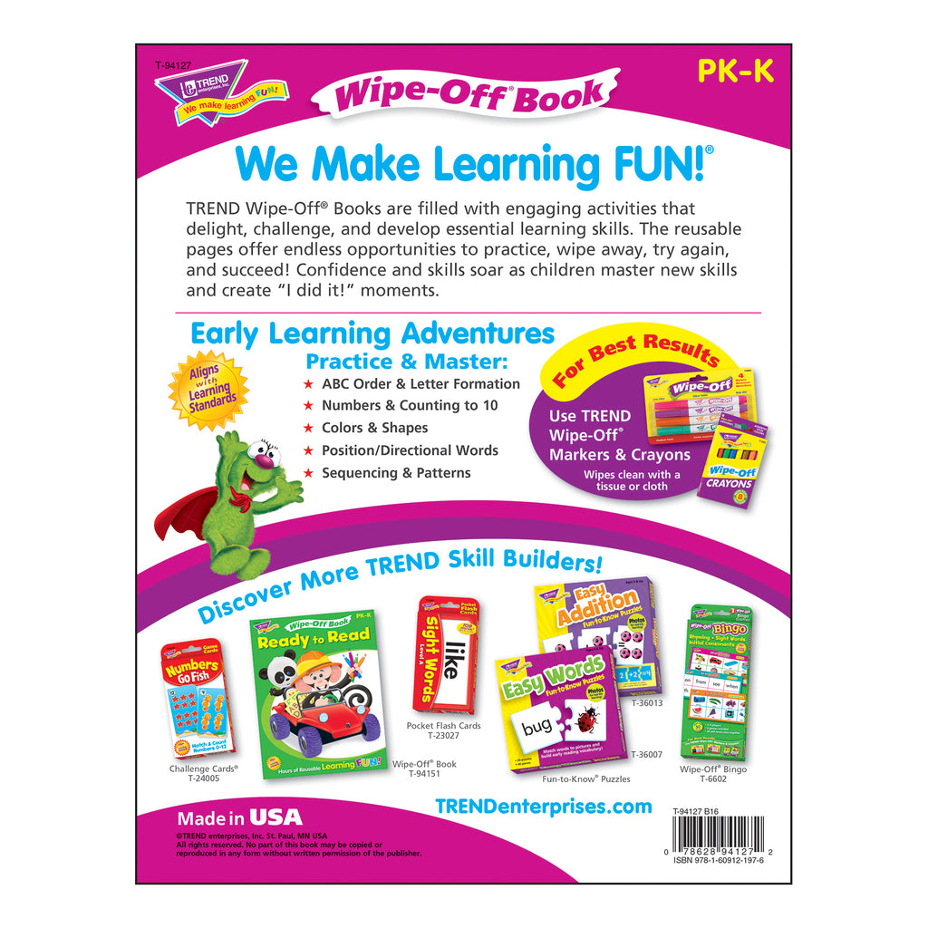 Get Ready for Kindergarten 1 Wipe-Off® Book, 28 pgs