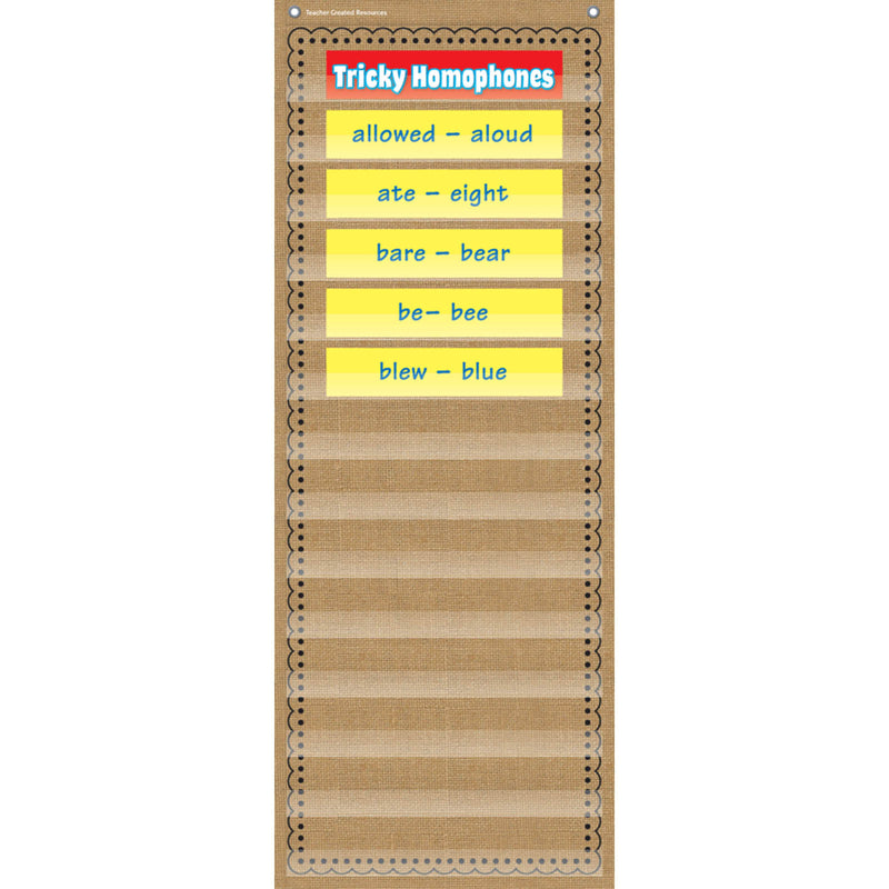 14-pocket Pocket Chart Burlap 13x34