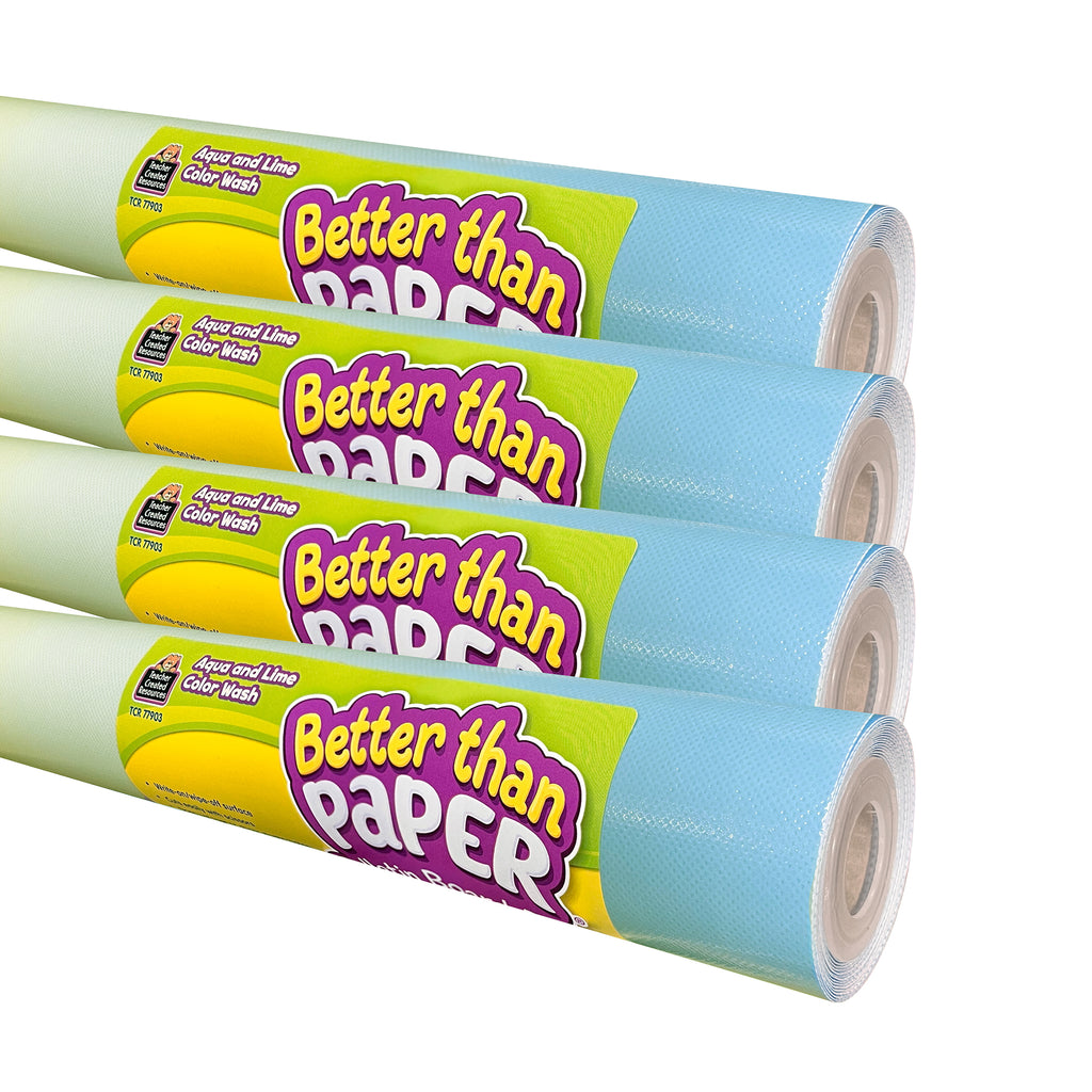 Better Than Paper Bulletin Board Roll, Agua and Lime Color Wash, 4-Pack