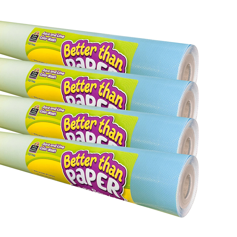 Better Than Paper Bulletin Board Roll, Agua and Lime Color Wash, 4-Pack