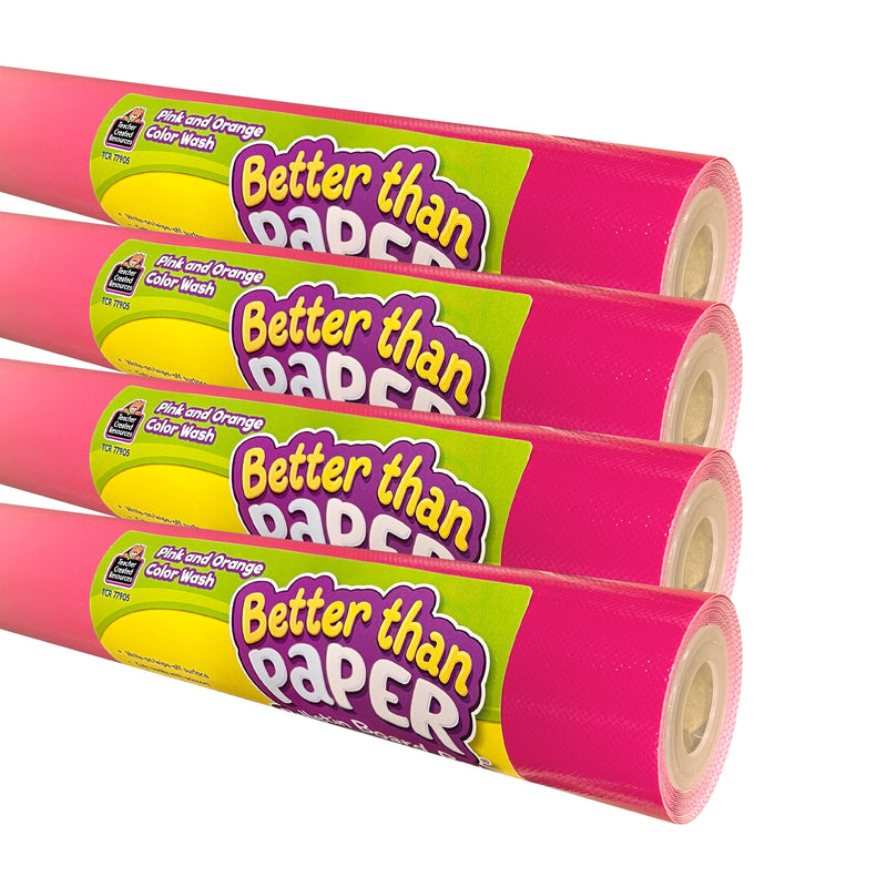 Better Than Paper Bulletin Board Roll, Pink and Orange Color Wash, 4-Pack
