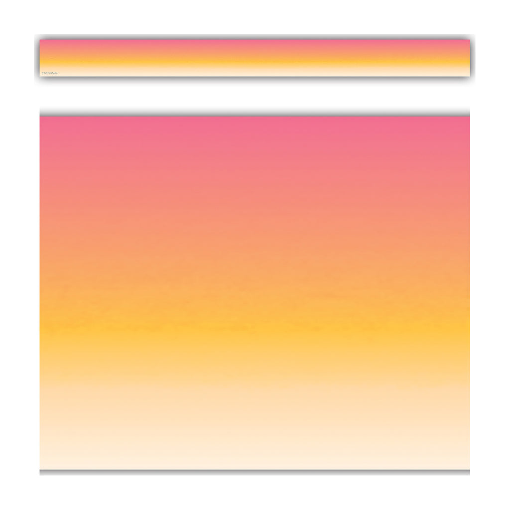 Pink and Orange Color Wash Straight Border Trim, 35 Feet