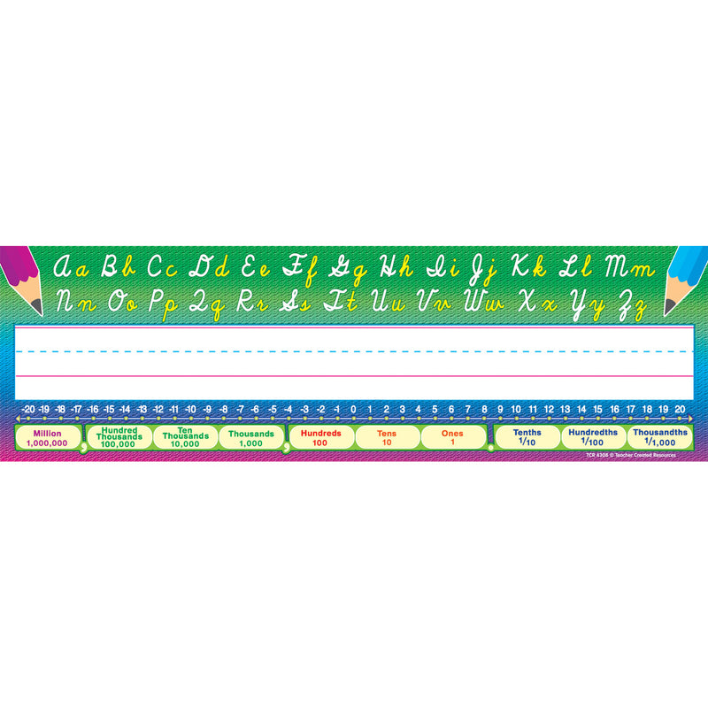 (6 Pk) Cursive Writing 36 Per Pk Flat Name Plates 3.5x11.5
