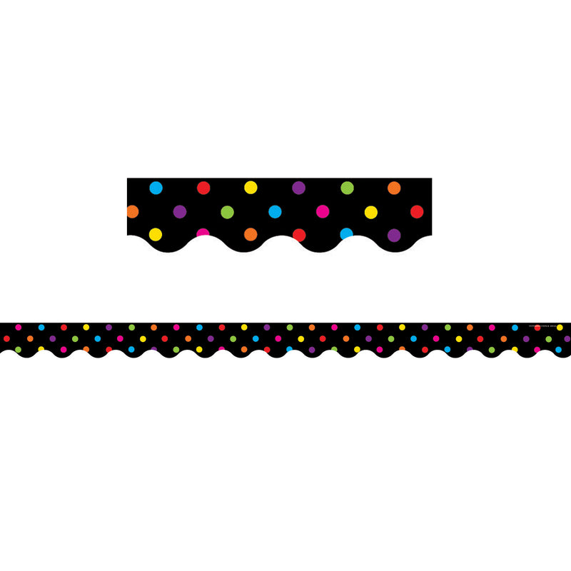 Black-multicolor Dots Scalloped Border Trim