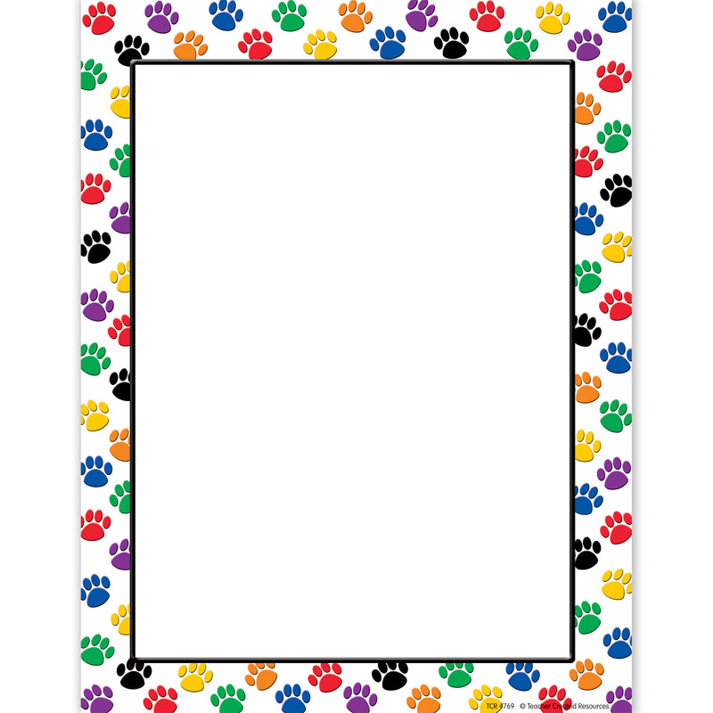 (6 Pk) Colorful Paw Prints Computer Paper