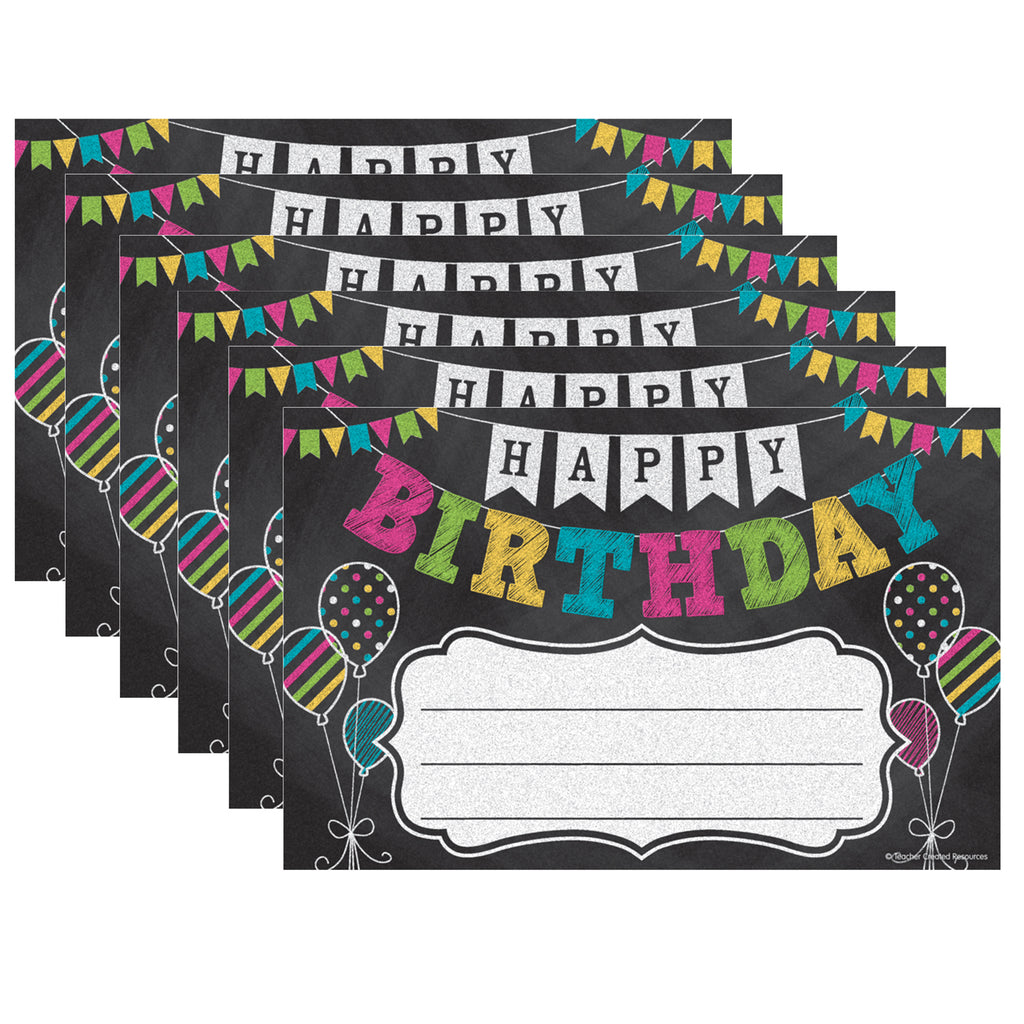 (6 Pk) Chalkboard Brghts Happy Bday Awards