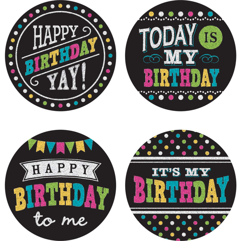 Happy Birthday Wear Em Badges Chalkboard Brights
