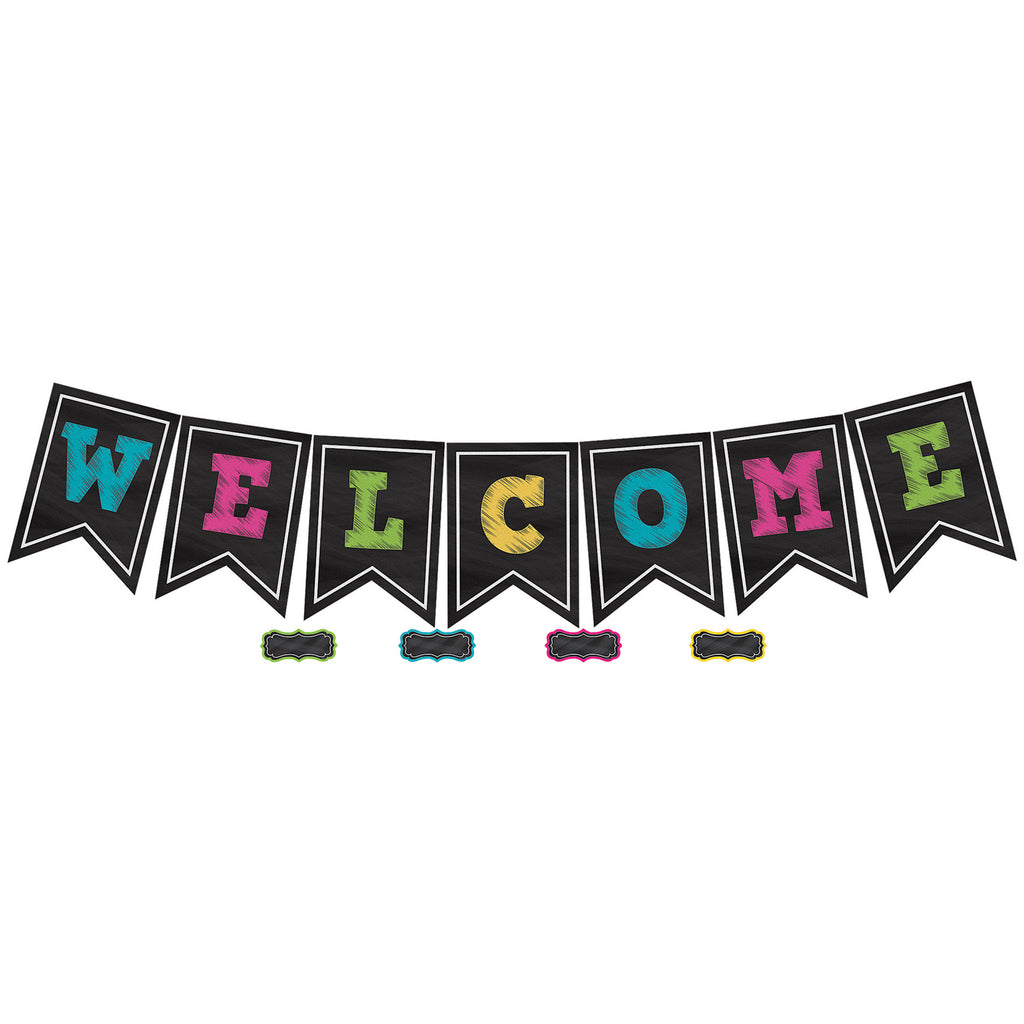 Chalkboard Brights Pennants Welcome