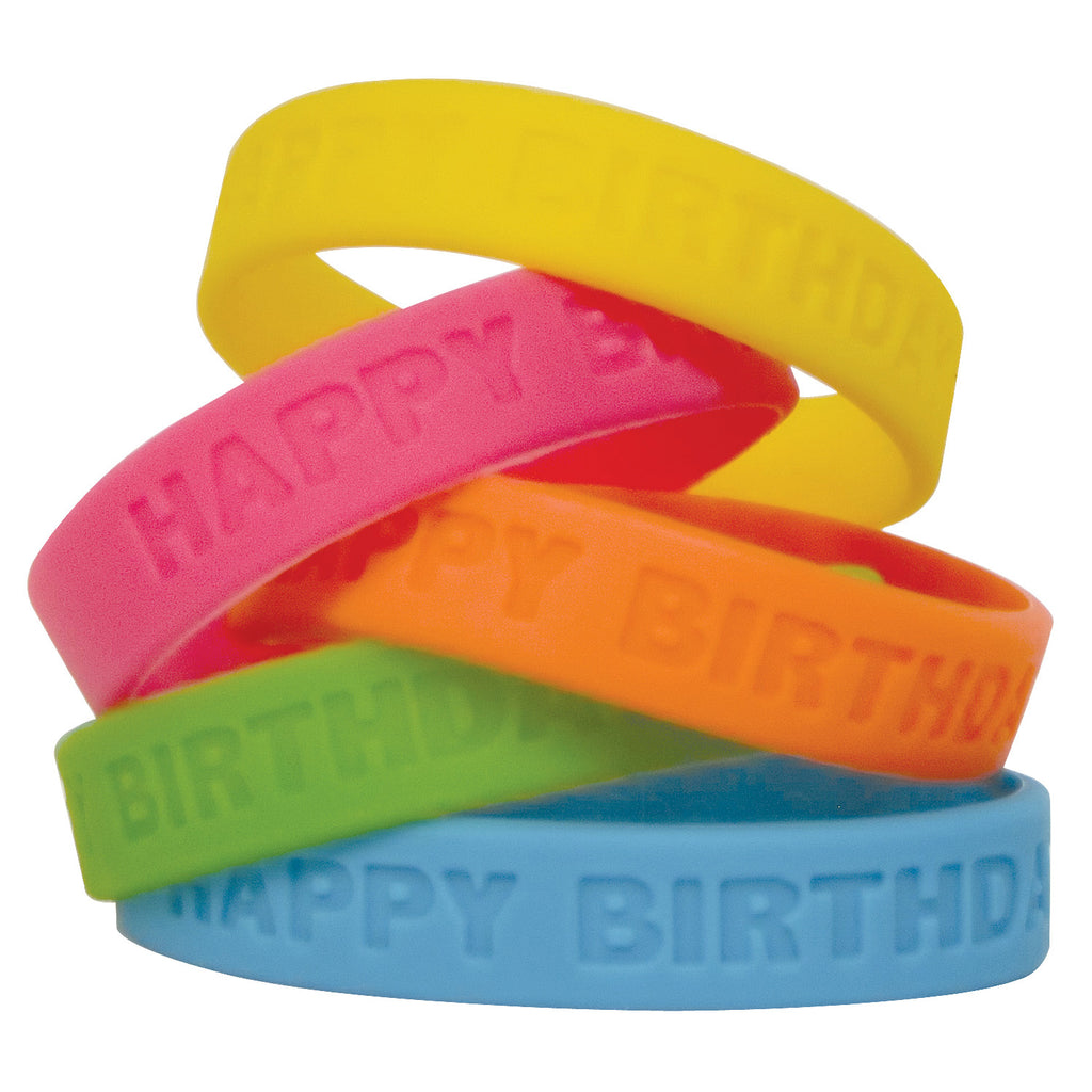 Happy Birthday Wristbands 10-pk Neon Colors