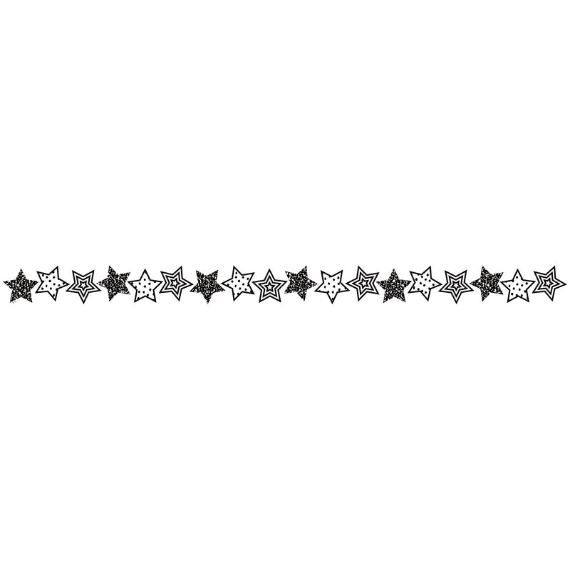 Black and White Stars Die-Cut Border Trim, 35 Feet