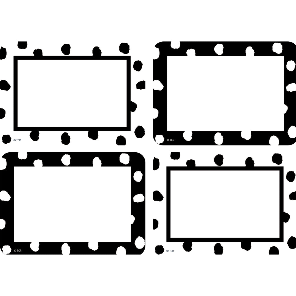 Black and White Painted Dots Name Tags-Labels - Multi-Pack - Pack of 36