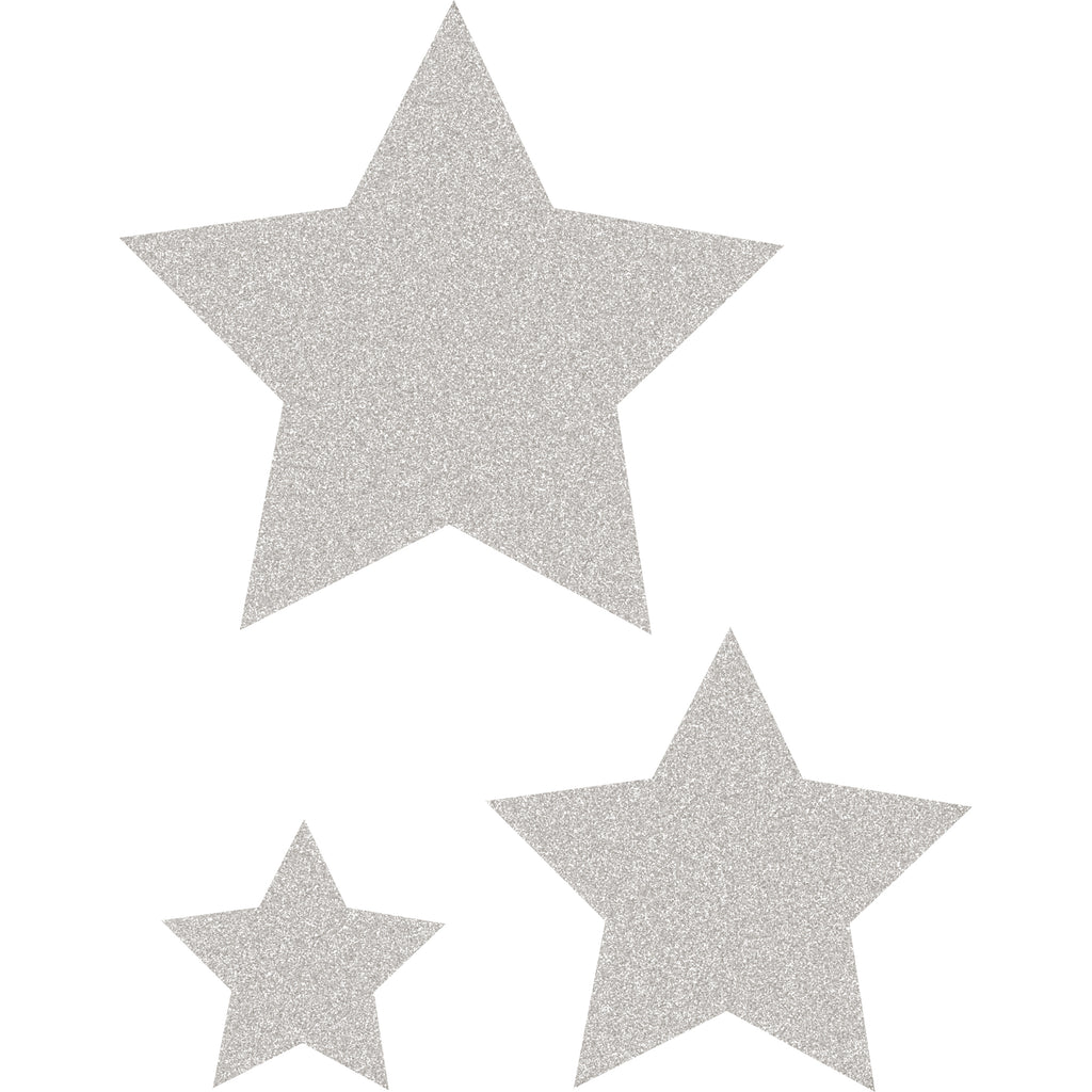 Silver Glitz Stars Accents Asst Sz