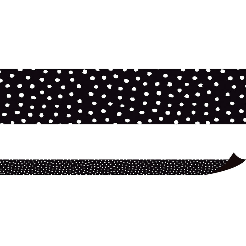Black with White Painted Dots Magnetic Border, 24 Feet