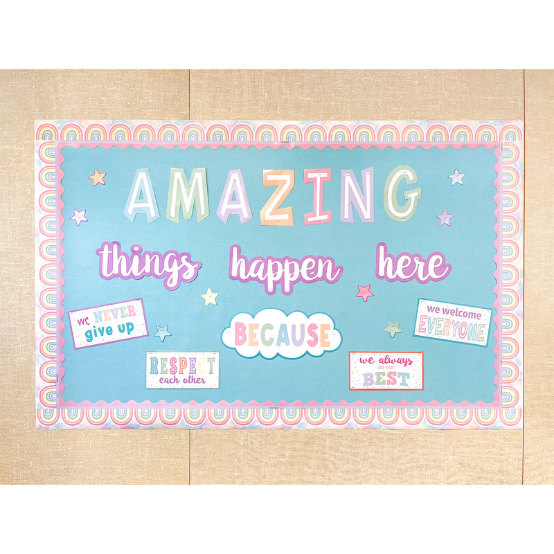 Pastel Pop Rainbows Die-Cut Border Trim, 35 Feet