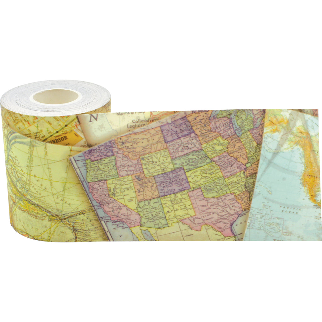 Travel Map Straight Rolled Border