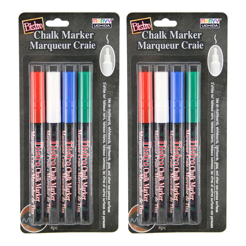 (2 St) Bistro Chalk Markers Fine Tip 4 Clr Set