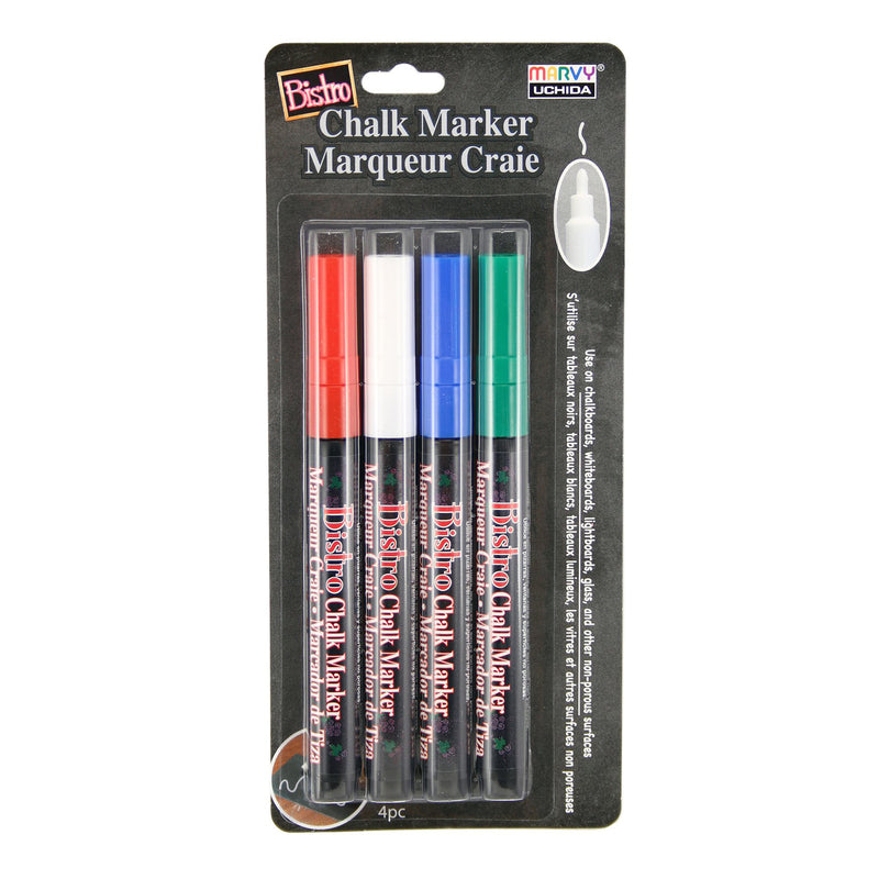 Bistro Chalk Markers Fine Tip 4 Clr Set
