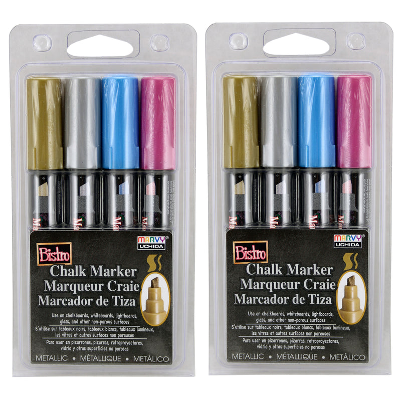 (2 St) Bistro Chlk Markrs Chisel Tip 4 Clr Set