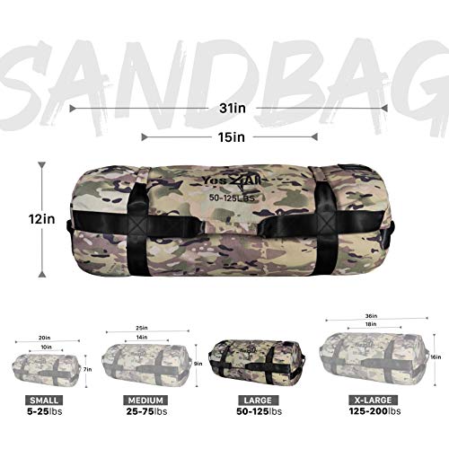 Yes4All Workout Sandbags, Heavy Duty Sandbags for Fitness, Conditioning, MMA & Combat Sports - Army Green - S