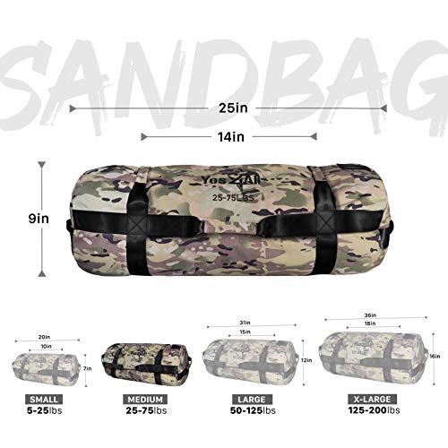 Yes4All Workout Sandbags, Heavy Duty Sandbags for Fitness, Conditioning, MMA & Combat Sports - Army Green - S