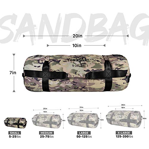 Yes4All Workout Sandbags, Heavy Duty Sandbags for Fitness, Conditioning, MMA & Combat Sports - Army Green - S