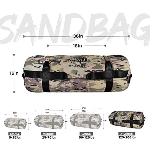 Yes4All Workout Sandbags, Heavy Duty Sandbags for Fitness, Conditioning, MMA & Combat Sports - Army Green - S