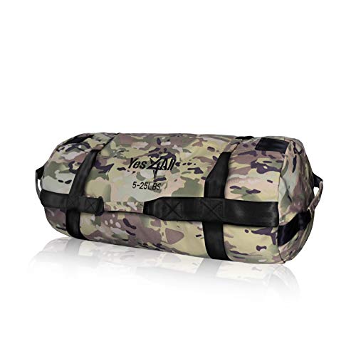 Yes4All Workout Sandbags, Heavy Duty Sandbags for Fitness, Conditioning, MMA & Combat Sports - Army Green - S