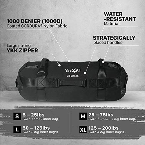Yes4All Workout Sandbags, Heavy Duty Sandbags for Fitness, Conditioning, MMA & Combat Sports - Army Green - S