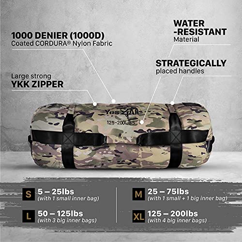 Yes4All Workout Sandbags, Heavy Duty Sandbags for Fitness, Conditioning, MMA & Combat Sports - Army Green - S
