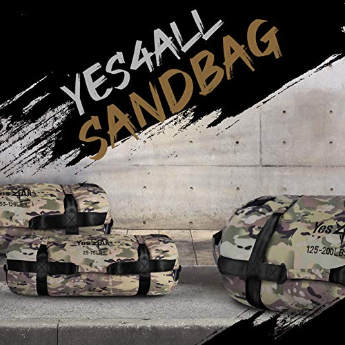 Yes4All Workout Sandbags, Heavy Duty Sandbags for Fitness, Conditioning, MMA & Combat Sports - Army Green - S