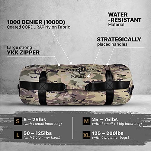 Yes4All Workout Sandbags, Heavy Duty Sandbags for Fitness, Conditioning, MMA & Combat Sports - Army Green - S