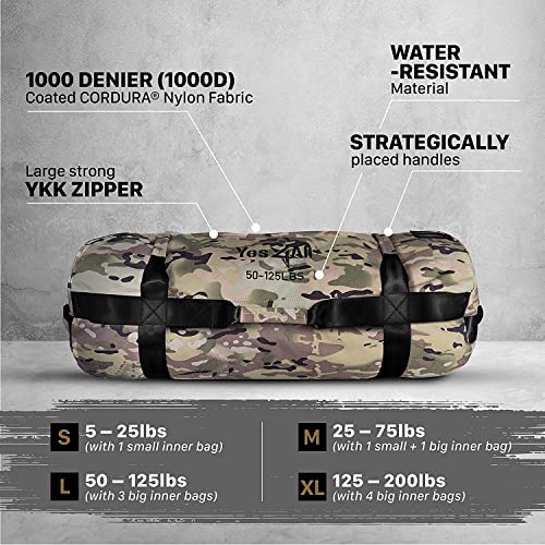 Yes4All Workout Sandbags, Heavy Duty Sandbags for Fitness, Conditioning, MMA & Combat Sports - Army Green - S