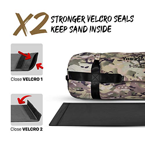 Yes4All Workout Sandbags, Heavy Duty Sandbags for Fitness, Conditioning, MMA & Combat Sports - Army Green - S