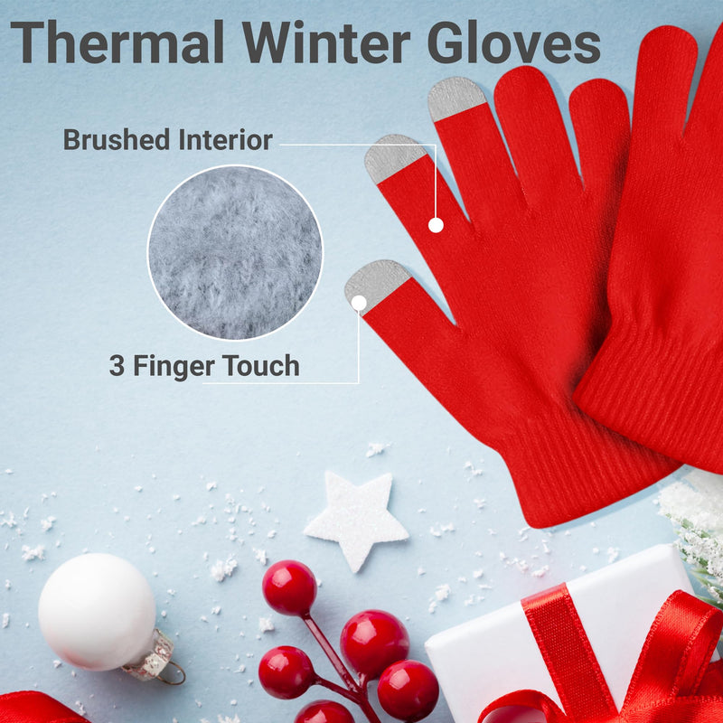 48 Pairs Winter Magic Gloves, Bulk Warm Brushed Interior, Stretchy Assorted Mens Womens (Assorted Knit)