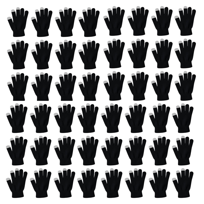 48 Pairs Winter Magic Gloves, Bulk Warm Brushed Interior, Stretchy Assorted Mens Womens (Assorted Knit)