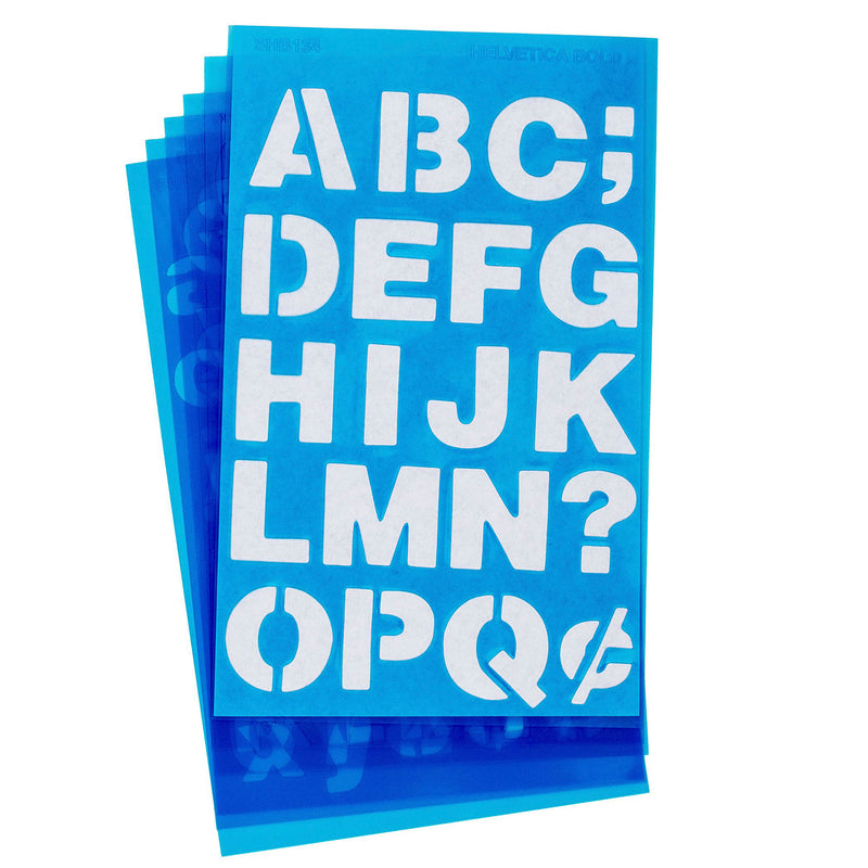 LetterCraft Reusable Plastic Stencils, Full Alphabet & Numbers, Helvetica Bold Font, 3/4-Inch, 6 Per Pack, 4 Packs