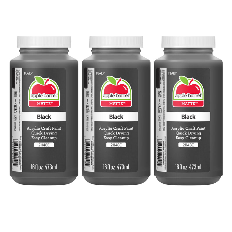 Acrylic Paint Matte, 16oz., Black, Pack of 3