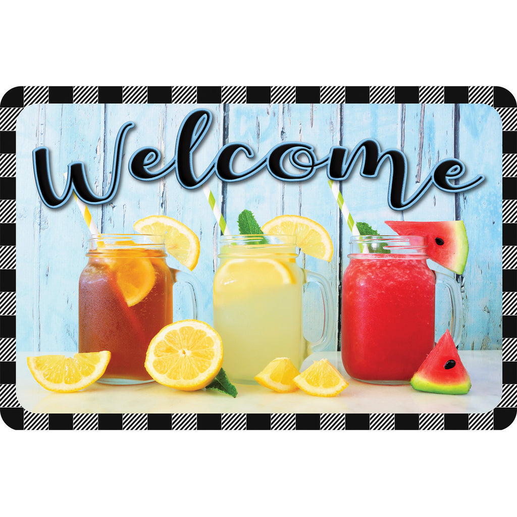 The Original Fun Mat™, Welcome Mat, 15.5" x 23.5", Mason Jars Drinks Welcome