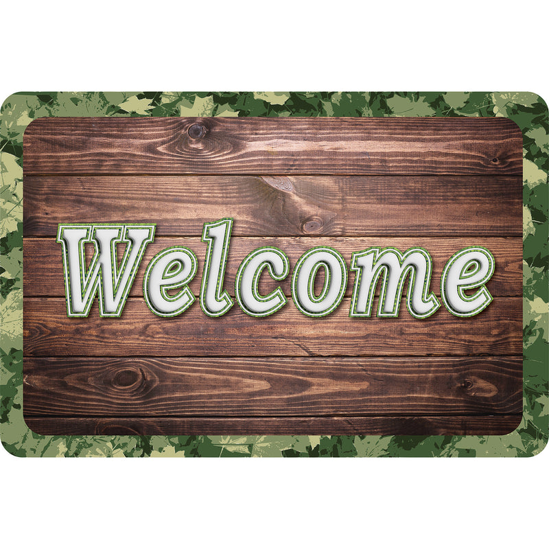 The Original Fun Mat™, Welcome Mat, 15.5" x 23.5", Camo Wood Welcome