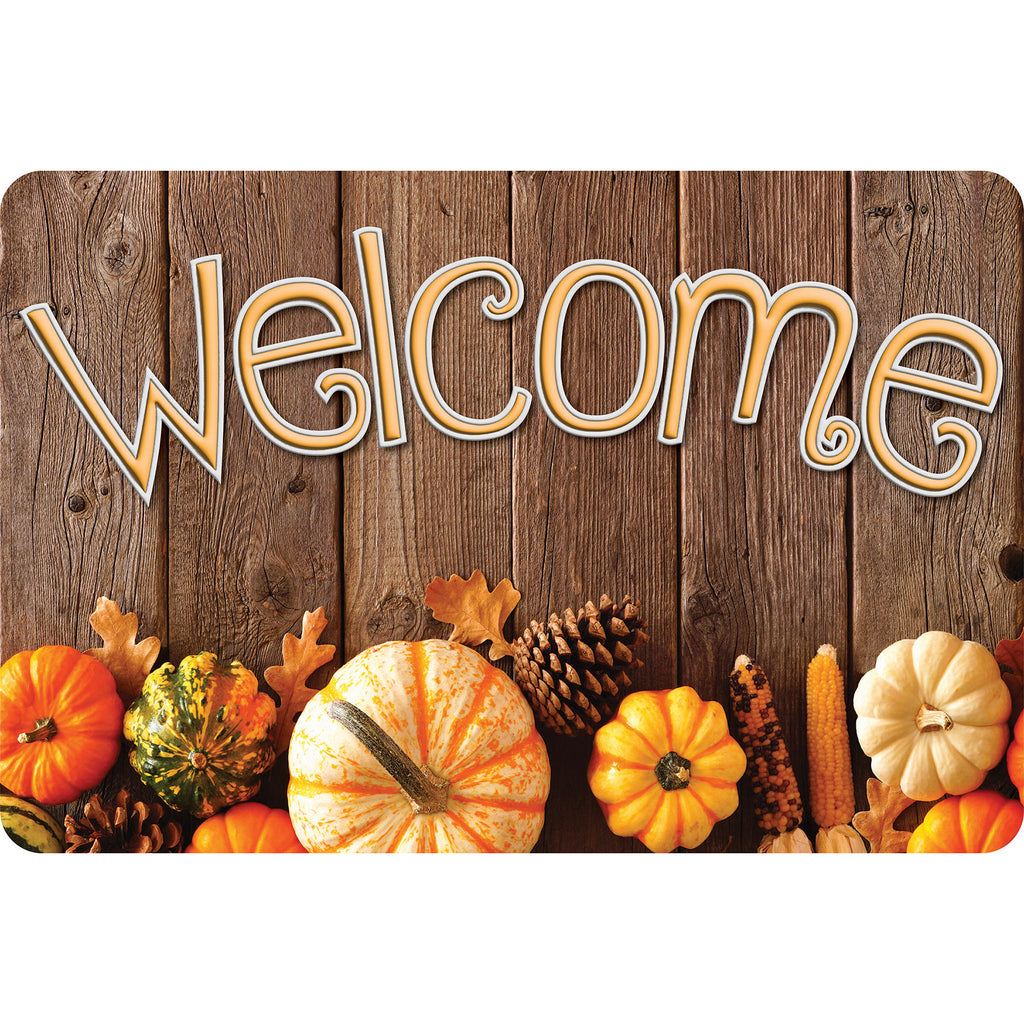 The Original Fun Mat™, Welcome Mat, 15.5" x 23.5", Pumpkin Wood Welcome